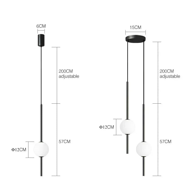 Lampe de chevet Moderne Suspendue Boule en Verre Nordique - Opale