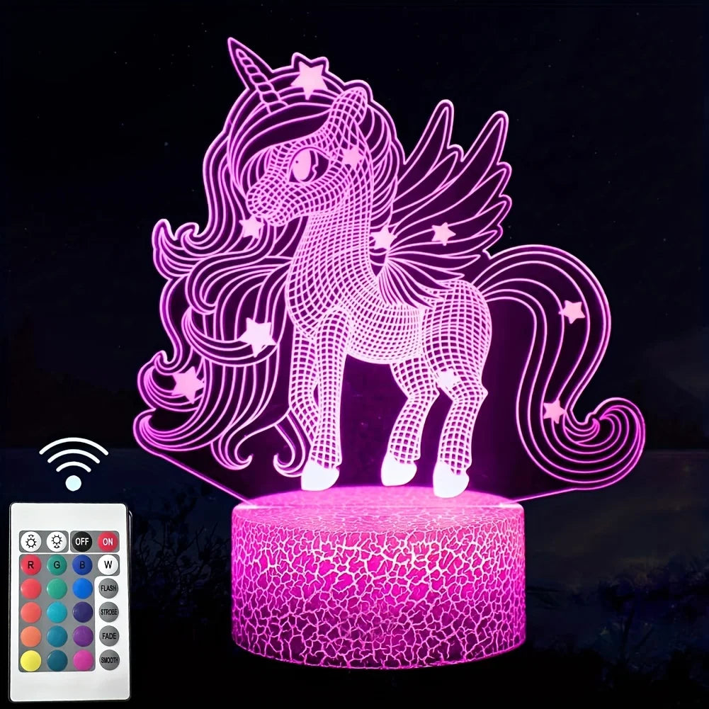 Lampe de chevet Licorne Mignonne LED 3D - Opale