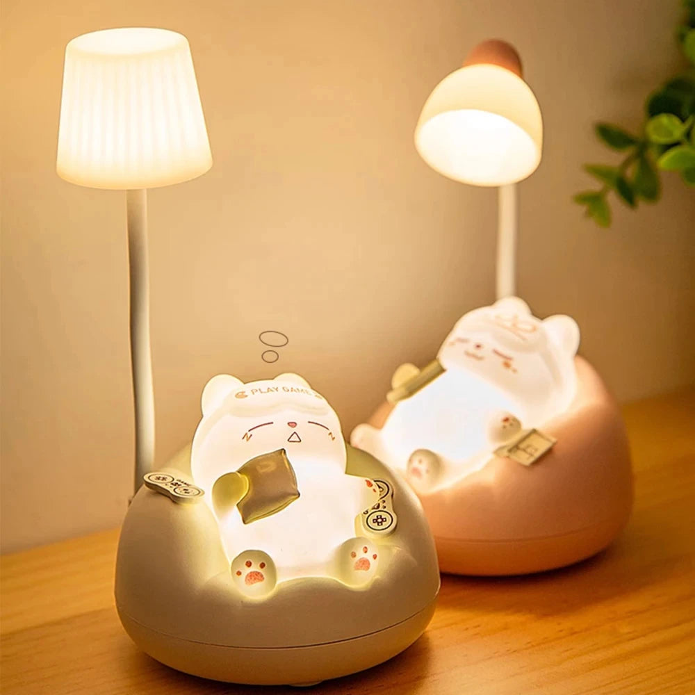 Lampe de chevet USB Mini Chat super Chill - Opale