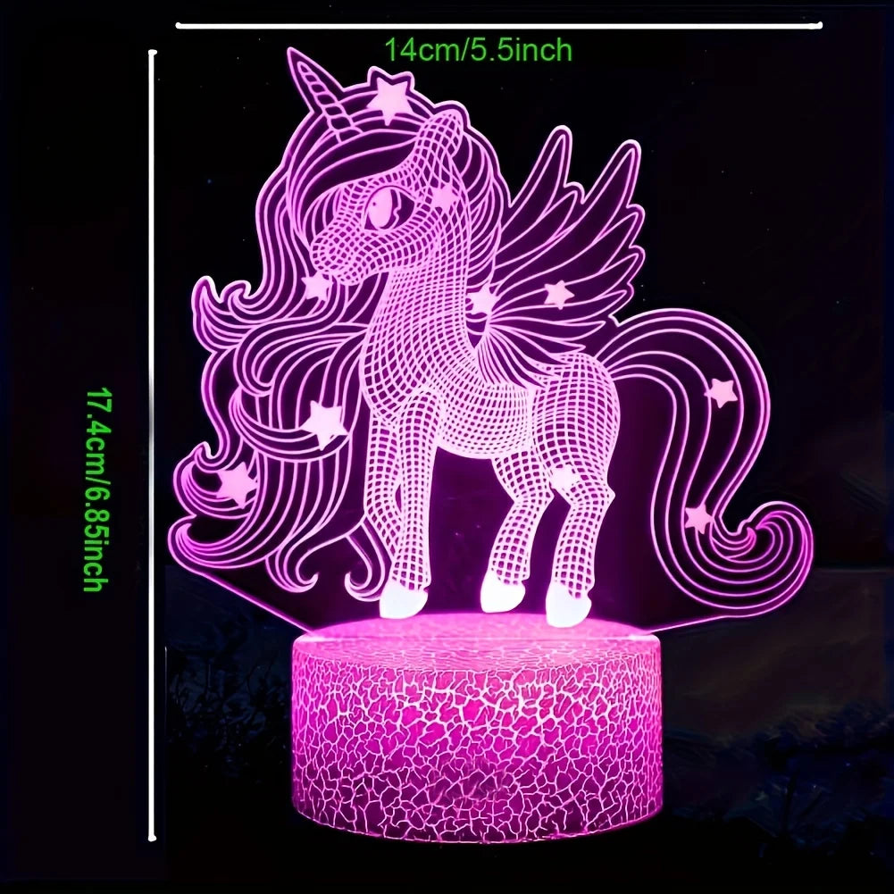 Lampe de chevet Licorne Mignonne LED 3D - Opale
