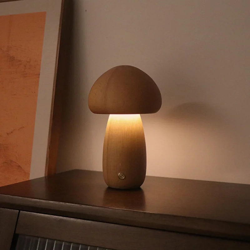 Lampe de chevet Champignon en Bois Sans fil - Opale