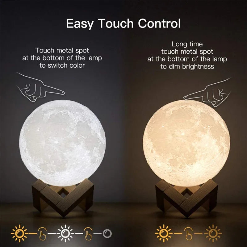 Lampe de chevet Lune 3D - Opale