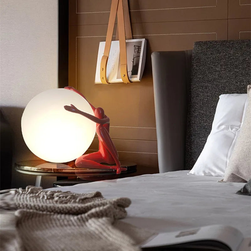Lampe de chevet Design Boule en Verre Humanoïde - Opale