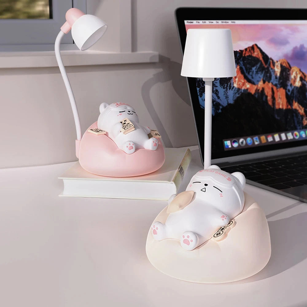 Lampe de chevet USB Mini Chat super Chill - Opale