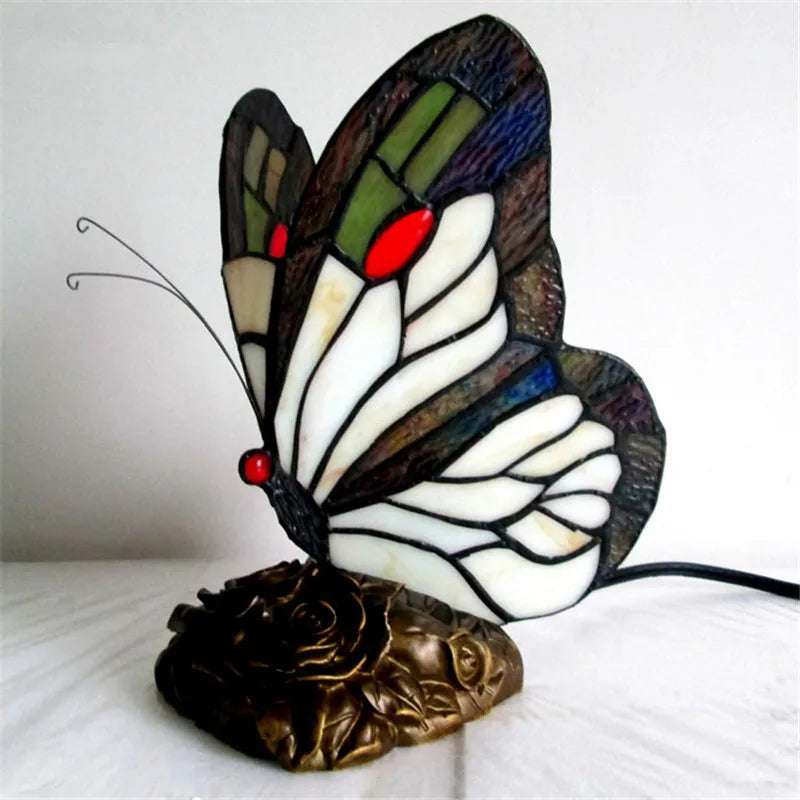 Lampe Tiffany en forme de Papillon - Opale