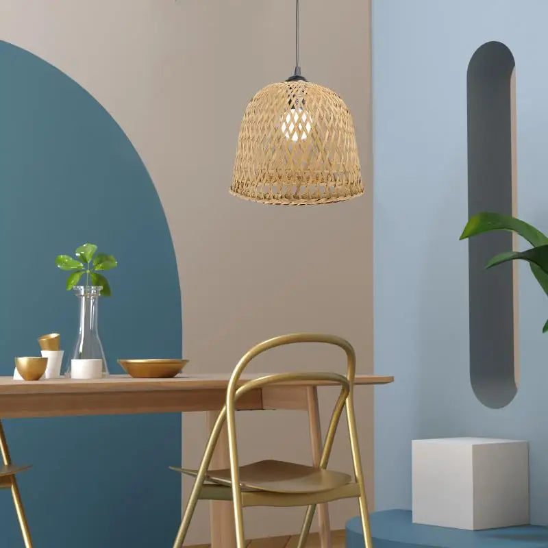 Abat-Jour Lampe de chevet Suspendue en Bambou Tissé - Opale