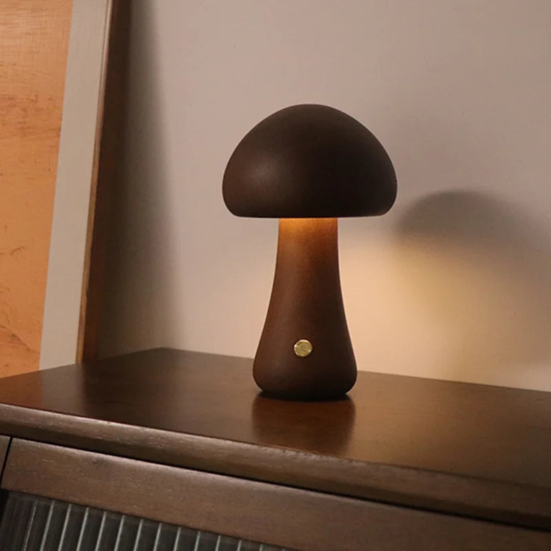 Lampe de chevet Champignon en Bois Sans fil - Opale