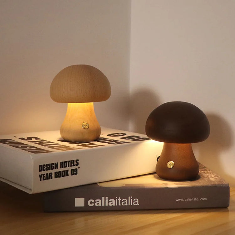 Lampe de chevet Champignon en Bois Sans fil - Opale