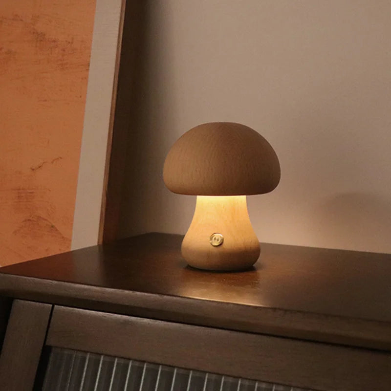 Lampe de chevet Champignon en Bois Sans fil - Opale