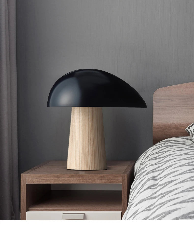 Lampe de chevet à LED Champignon en Bois - Opale