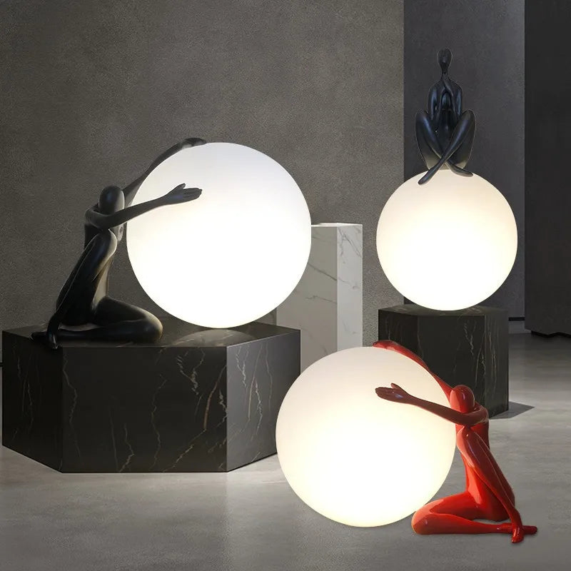 Lampe de chevet Design Boule en Verre Humanoïde - Opale