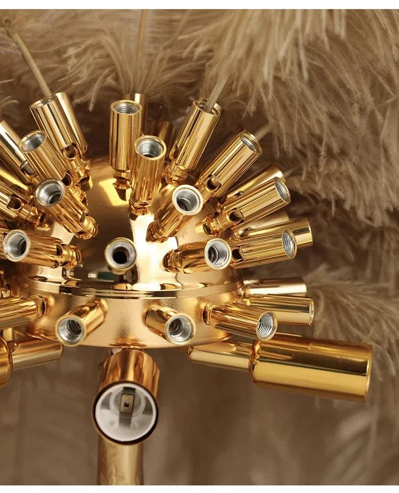 Lampadaire en Laiton et Plumes d'autruche - Opale
