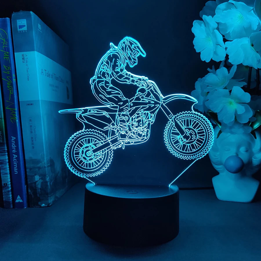 Lampe de chevet LED 3D Moto Cross - Opale