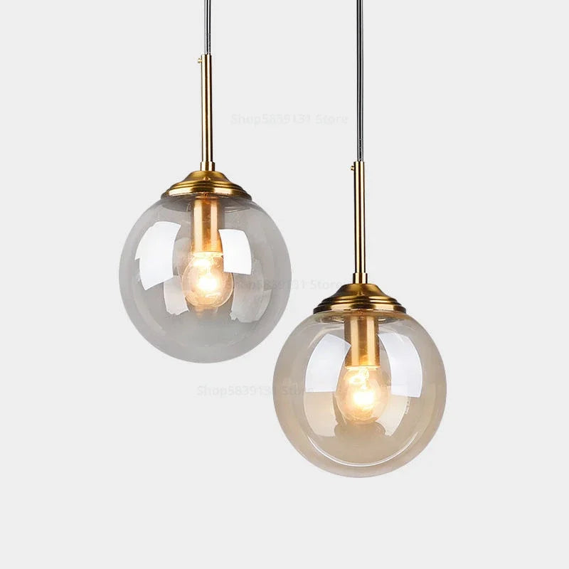 Lampe de chevet Suspendue Boule en Verre Nordique - Opale