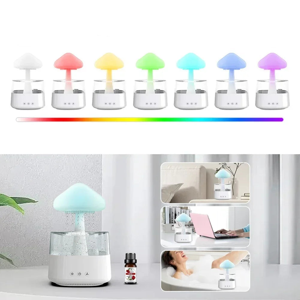 Lampe petit Champignon humidificateur d’air avec pluie apaisante