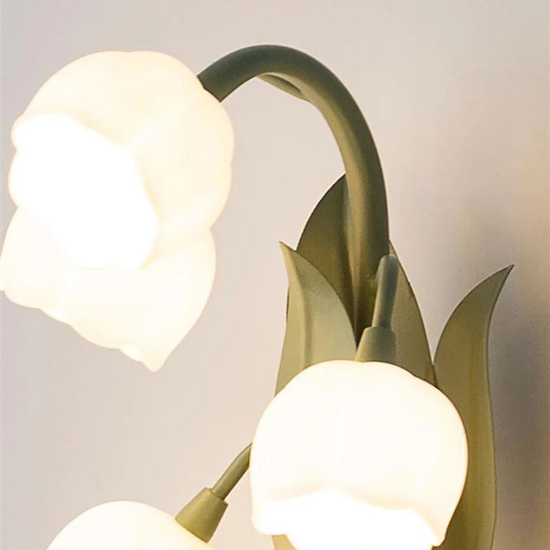 Lampe de chevet à Fleurs de Muguet Vintage - Opale