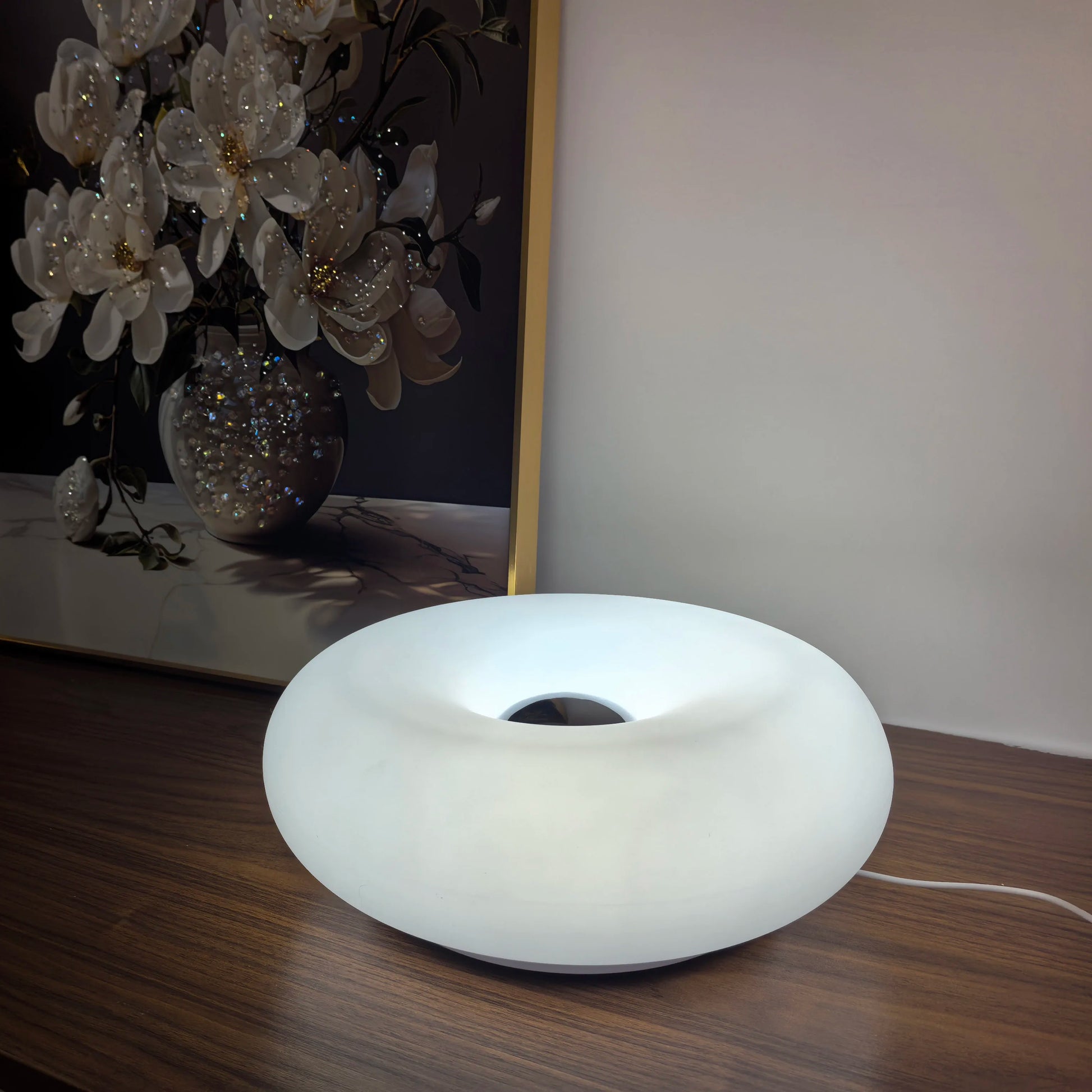 Lampe de chevet Vintage Donut en Verre - Opale