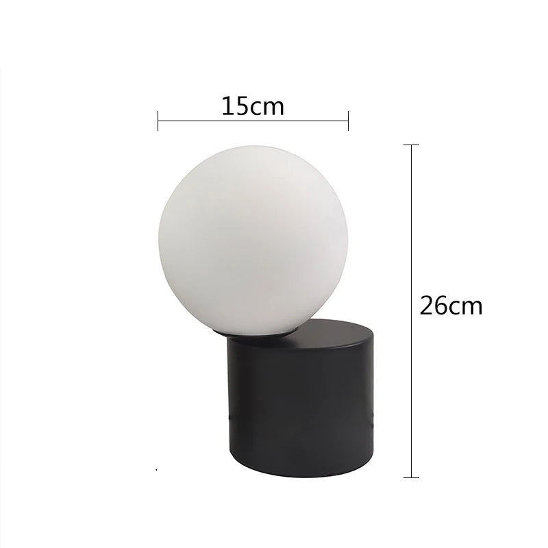 Lampe de chevet Design en forme de Boule en Verre - Opale