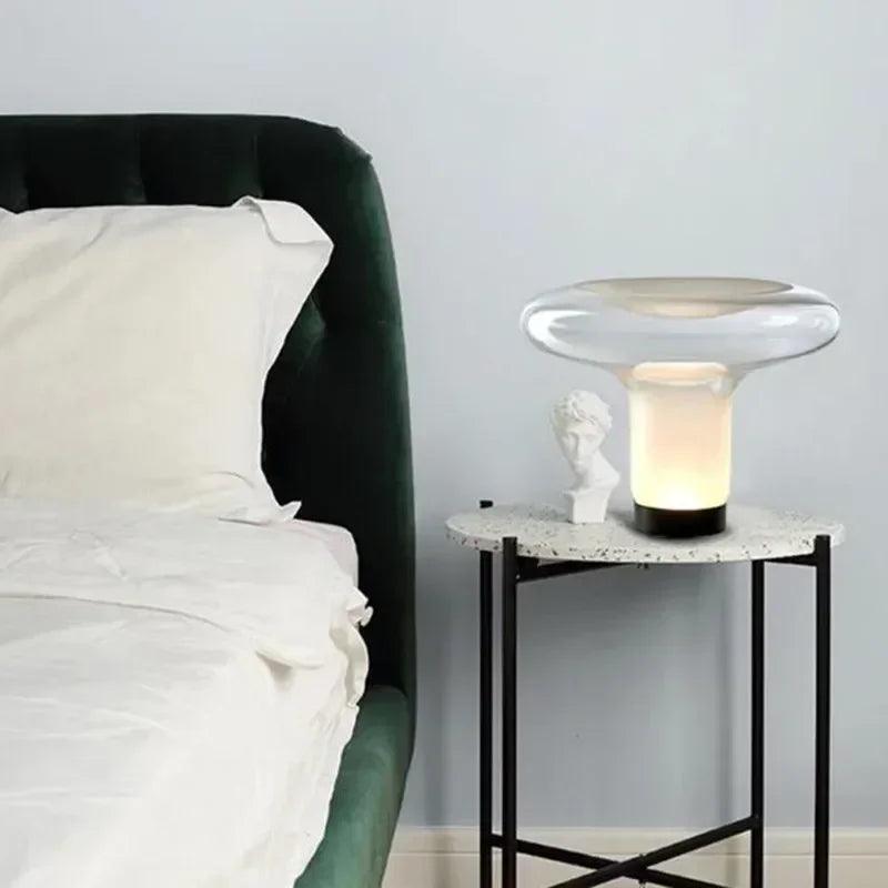 Lampe de chevet Champignon en Verre Italien - Opale