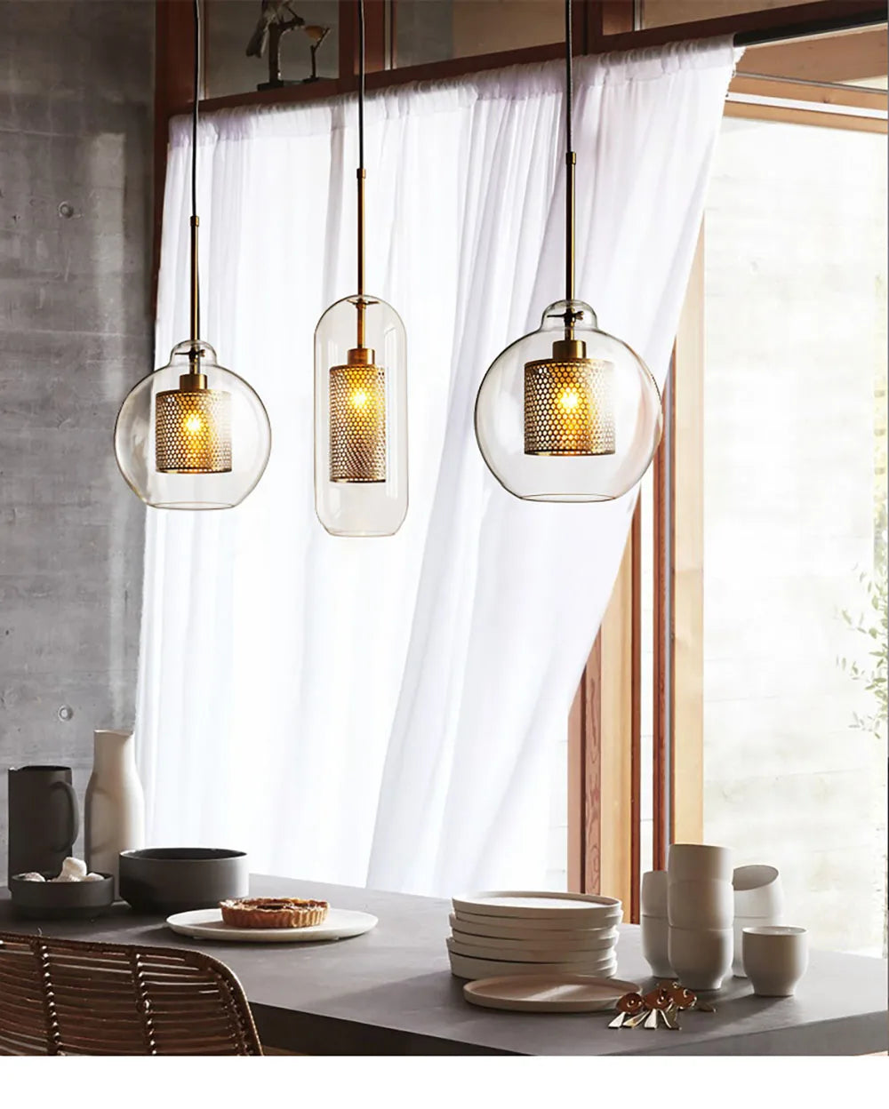 Lampe de chevet Suspendue Industrielle - Opale