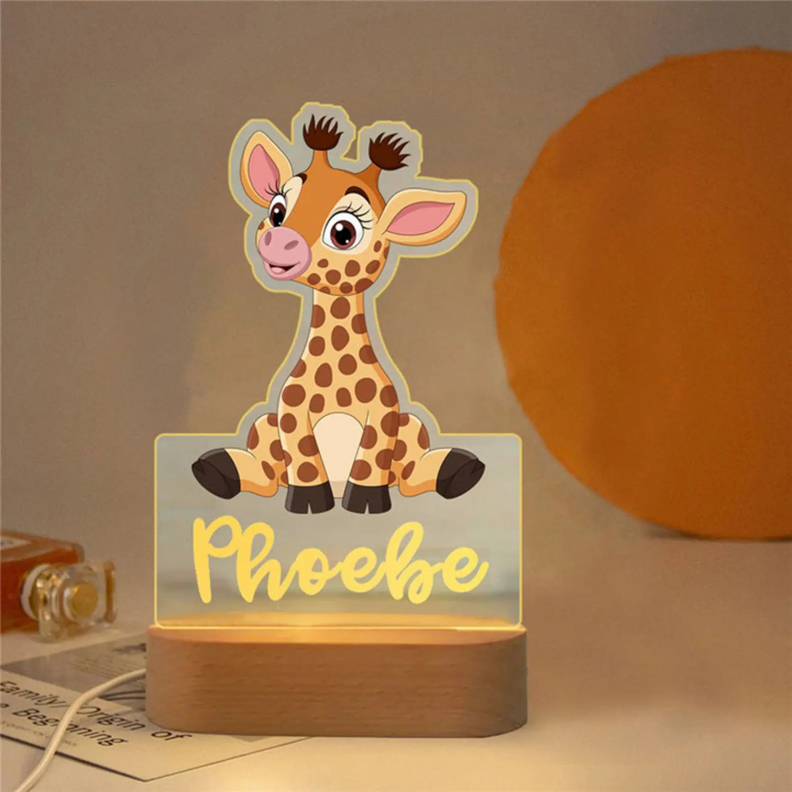 Lampe de chevet Enfant Jungle Nom Personnalisé - Opale