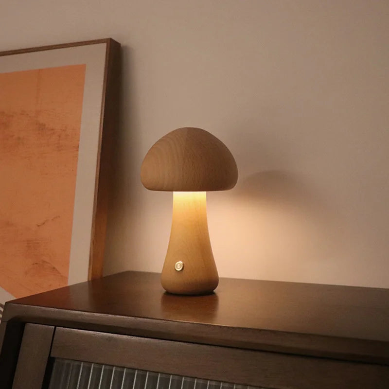Lampe de chevet Champignon en Bois Sans fil - Opale