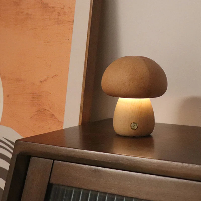 Lampe de chevet Champignon en Bois Sans fil - Opale