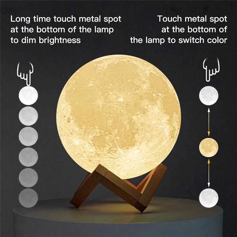 Lampe de chevet Lune 3D - Opale
