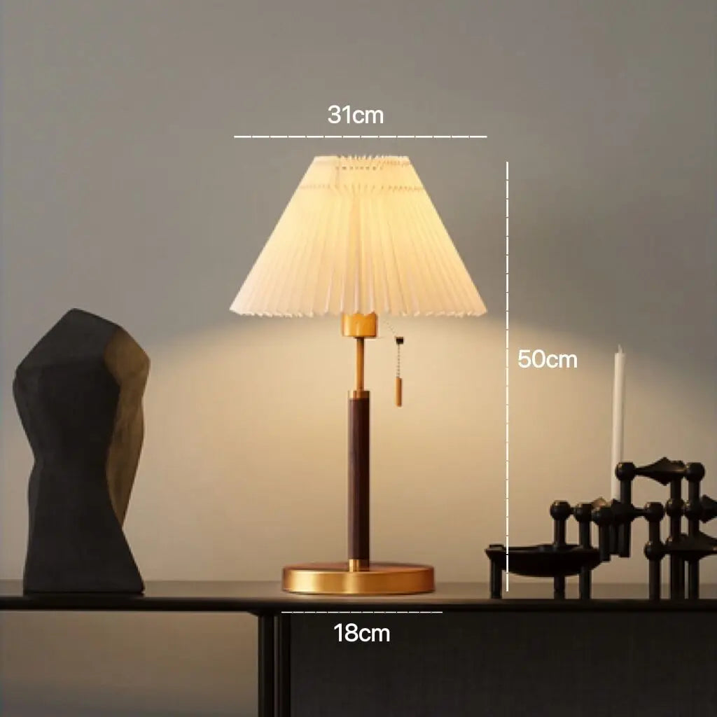 Lampe de chevet Vintage en Bois et Laiton - Opale