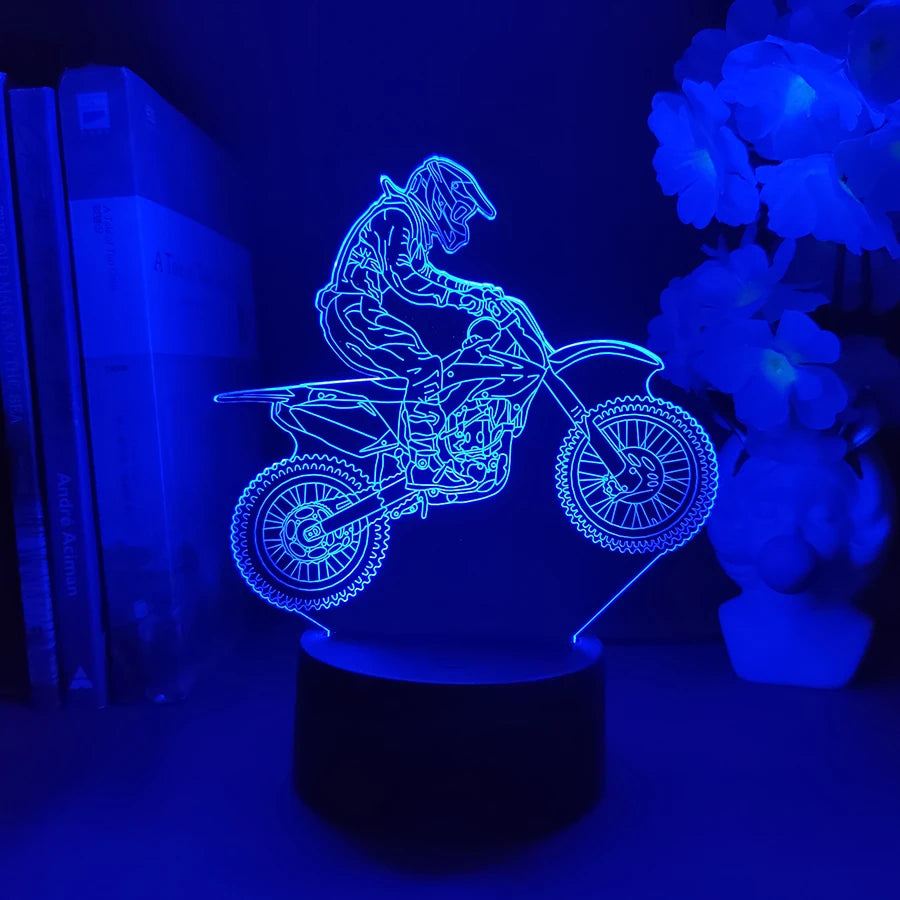 Lampe de chevet LED 3D Moto Cross - Opale