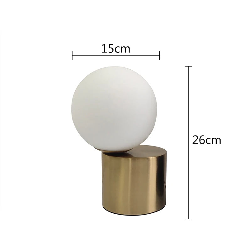 Lampe de chevet Design en forme de Boule en Verre - Opale
