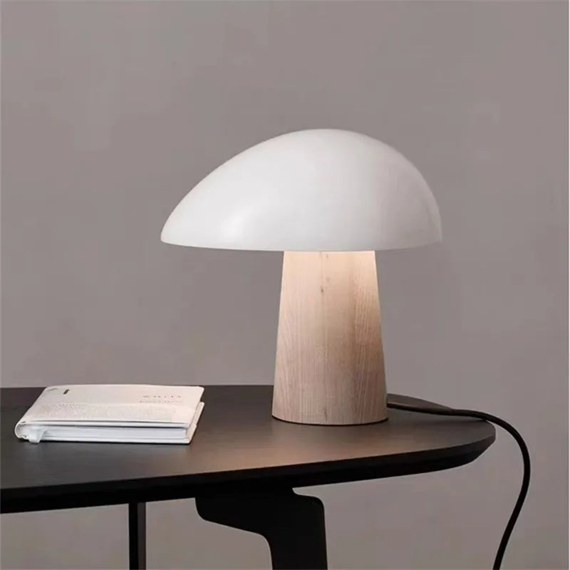 Lampe de chevet à LED Champignon en Bois - Opale