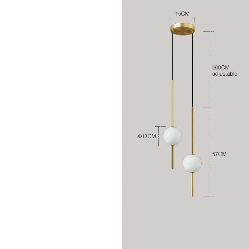 Lampe de chevet Moderne Suspendue Boule en Verre Nordique - Opale