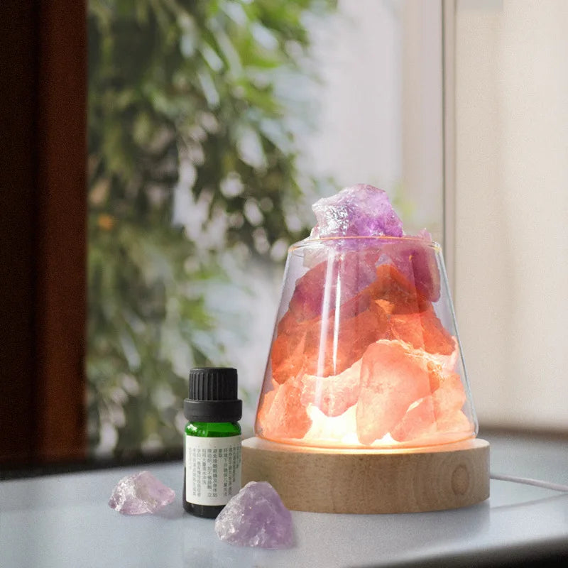 Lampe de Sel d'Himalaya Diffuseur en Pierres Naturelles - Opale