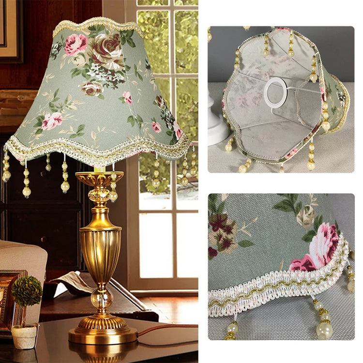 Abat-Jour Lampe de chevet style Baroque en Tissu - Opale