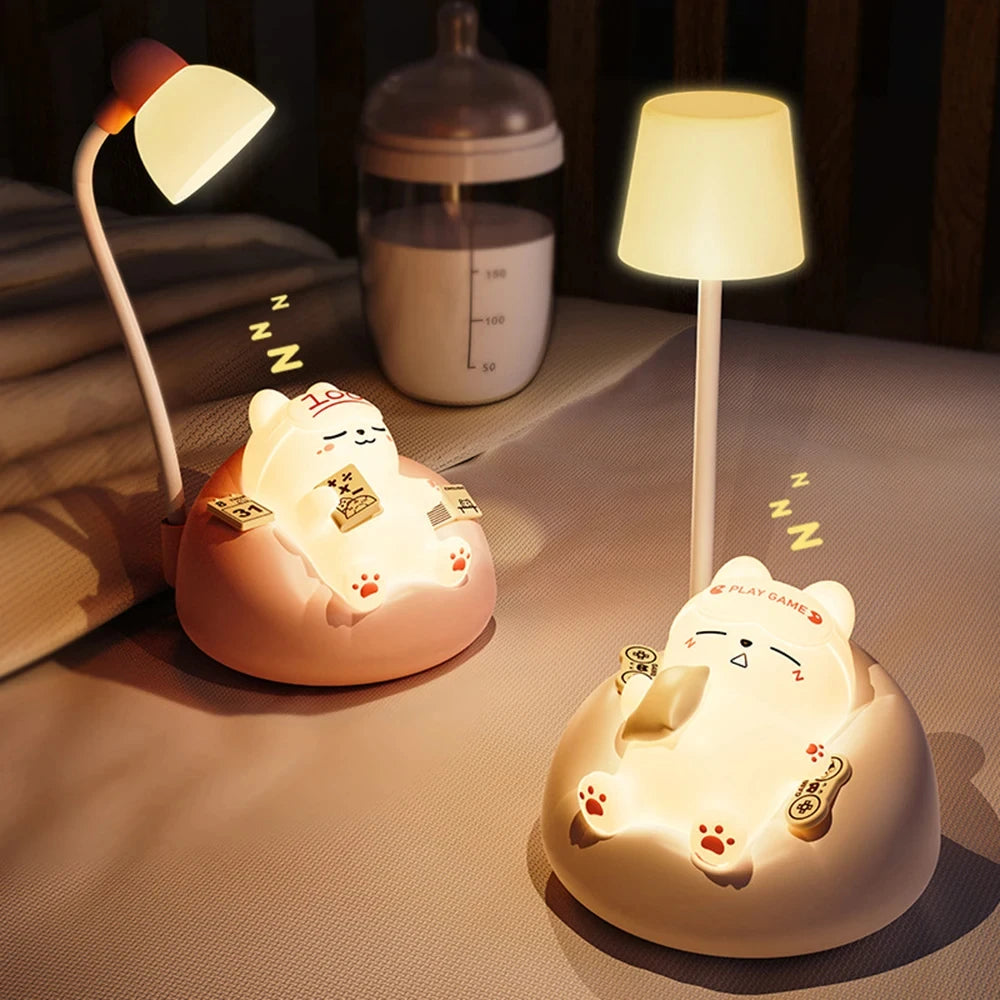 Lampe de chevet USB Mini Chat super Chill - Opale