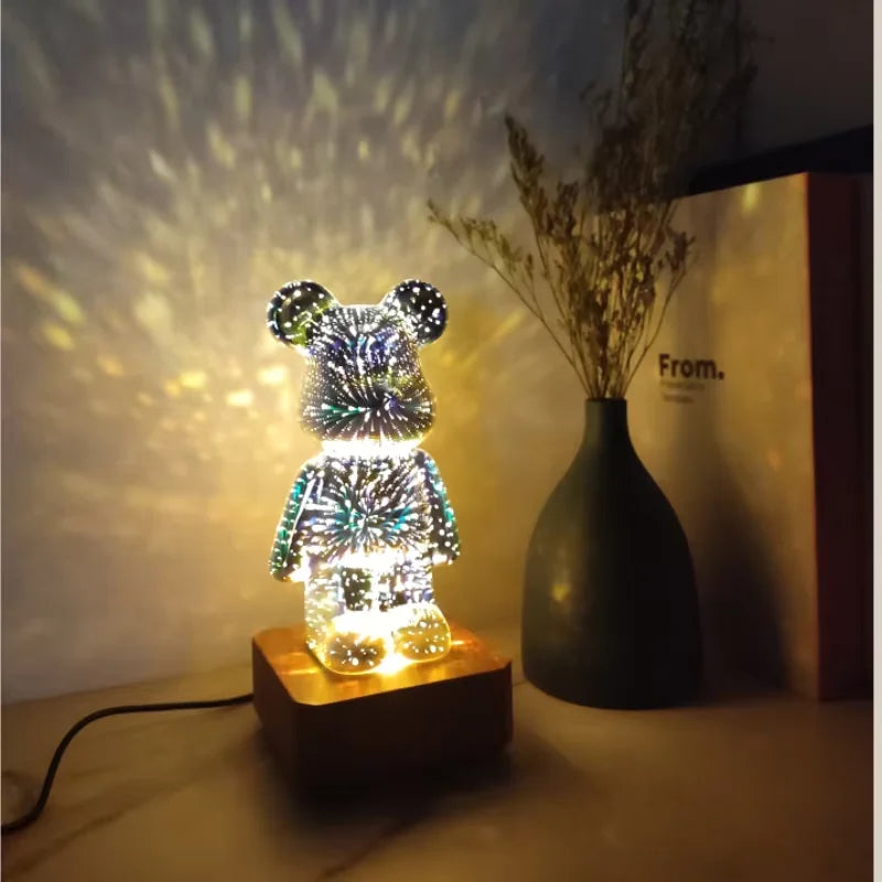 Lampe 3D Ourson Feu D'artifice Magique