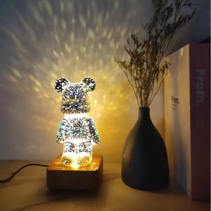 Lampe 3D Ourson Feu D'artifice Magique