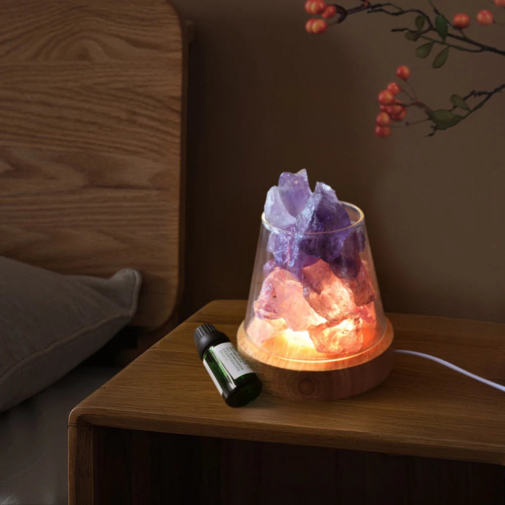 Lampe de Sel d'Himalaya Diffuseur en Pierres Naturelles - Opale