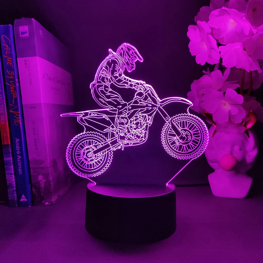 Lampe de chevet LED 3D Moto Cross - Opale