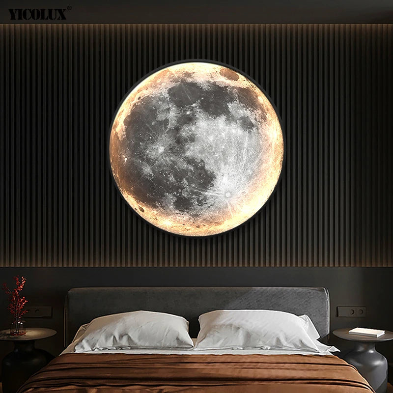 Lampe de Chevet Murale Pleine Lune et Terre 3D LED