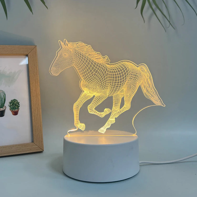 Lampe de chevet Cheval LED 3D - Opale