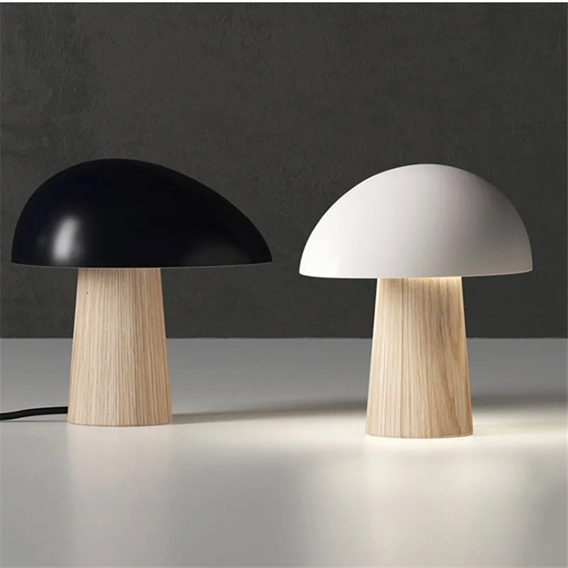 Lampe de chevet à LED Champignon en Bois - Opale