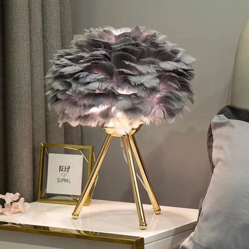 Lampe de chevet en Plumes de Cygne - Opale