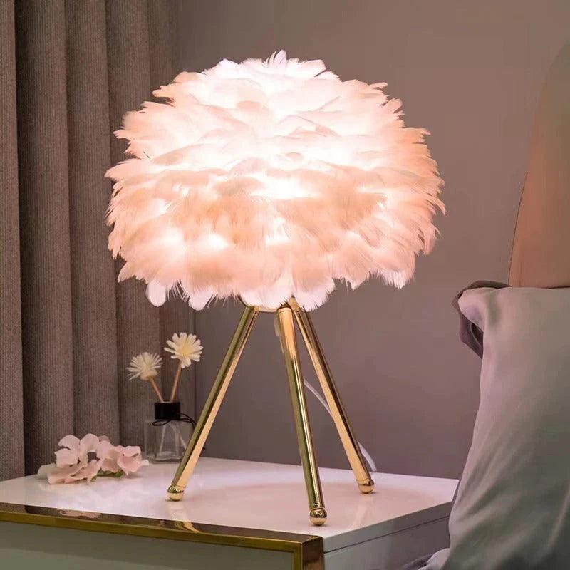 Lampe de chevet en Plumes de Cygne - Opale