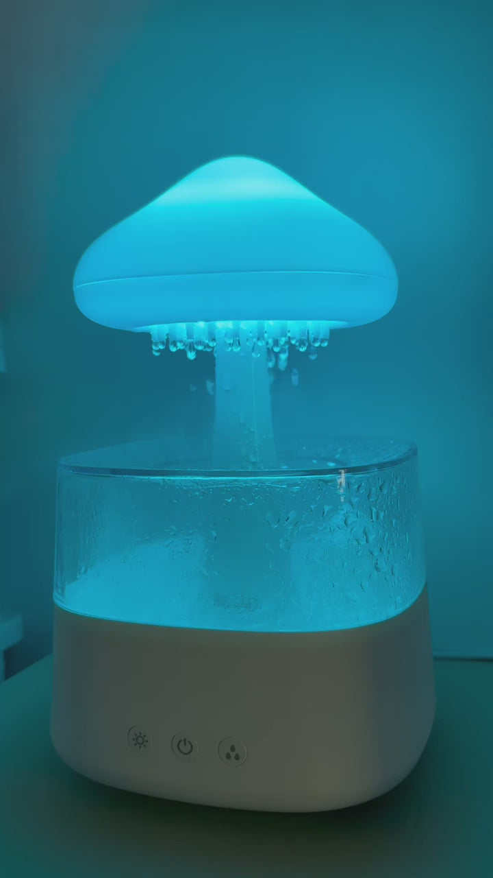 Charger la vidéo : Lampe petit Champignon humidificateur d’air avec pluie apaisante