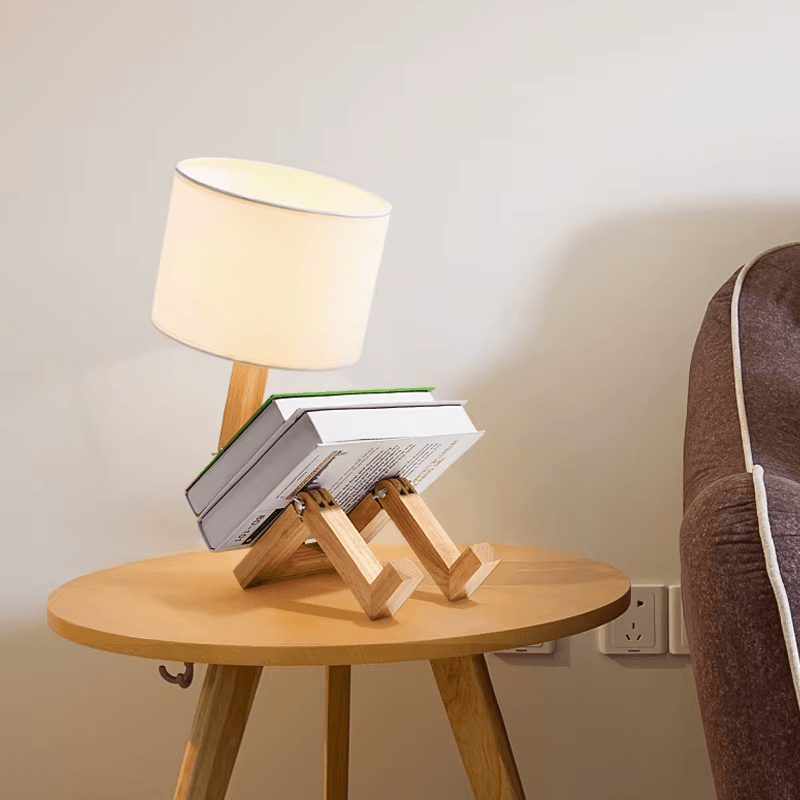 Lampe de chevet Bois en forme de Robot - Opale