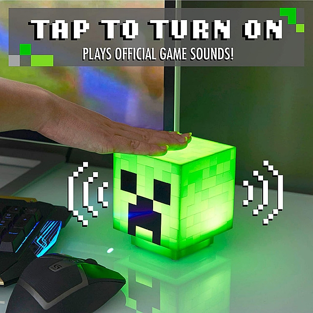 Lampe de Chevet Minecraft tête de Creeper Tactile
