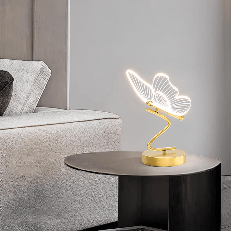 Lampe de chevet Papillon dorée LED - Opale