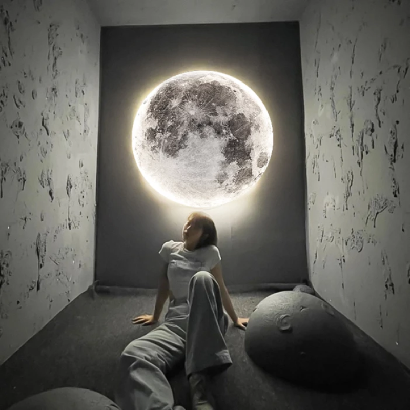 Lampe de Chevet Murale Pleine Lune et Terre 3D LED
